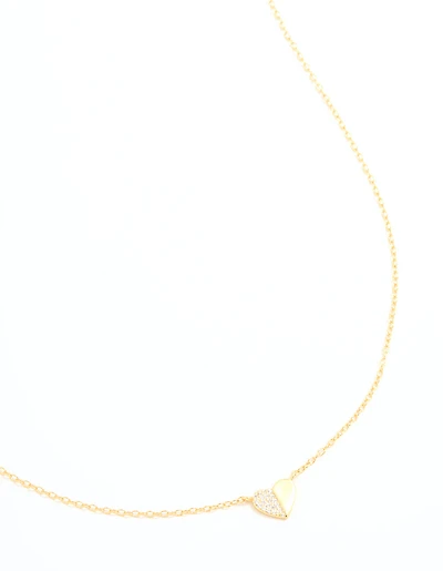 Collier mini-cœur en zircone cubique en argent sterling plaqué or