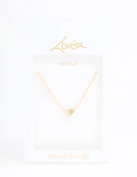 Gold Plated Sterling Silver Cubic Zirconia Mini Heart Necklace