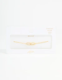Gold Plated Sterling Silver Cubic Zirconia Link Oval Bracelet