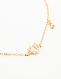 Gold Plated Sterling Silver Diamante Horseshoe Charm Bracelet