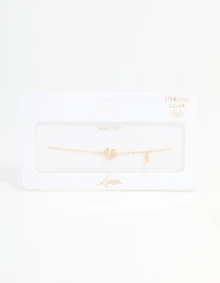 Gold Plated Sterling Silver Diamante Horseshoe Charm Bracelet