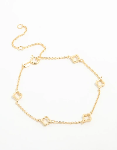 Gold Plated Sterling Silver Flower Statement Bracelet