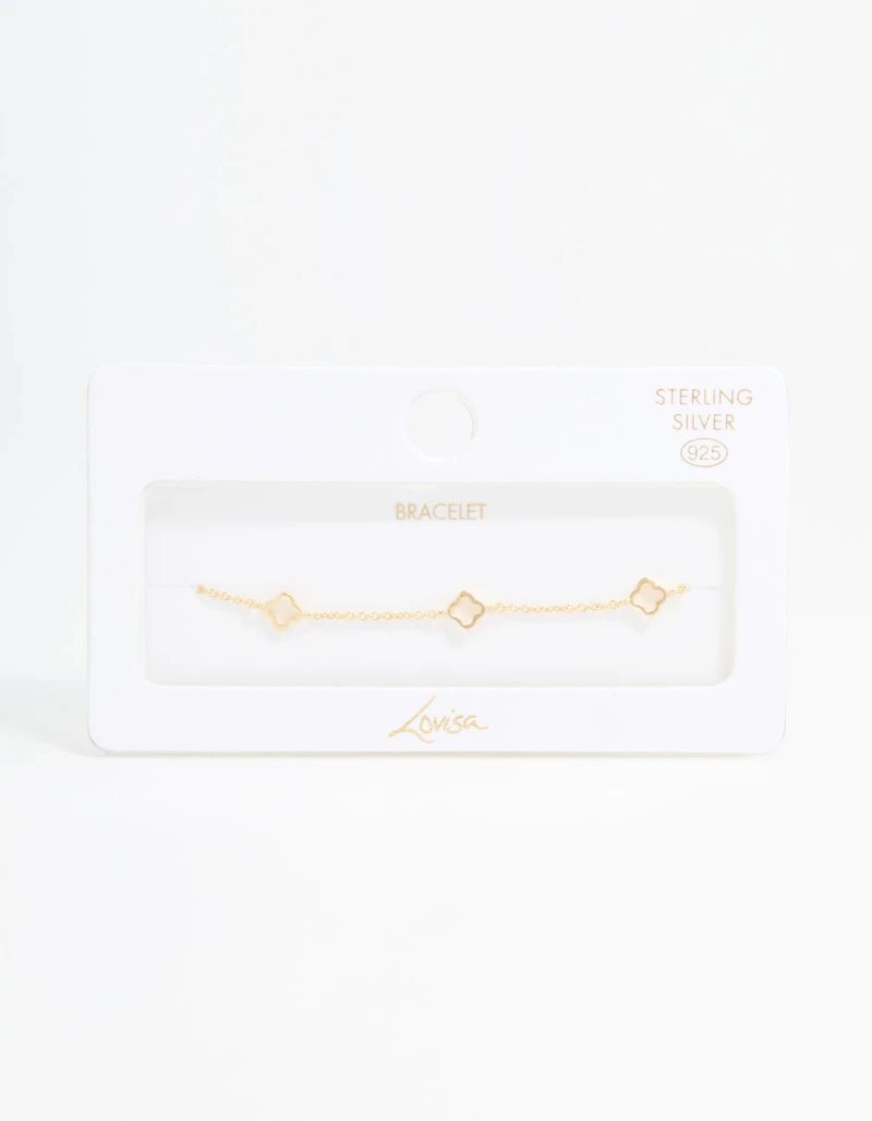 Gold Plated Sterling Silver Flower Statement Bracelet