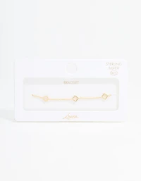 Gold Plated Sterling Silver Flower Statement Bracelet
