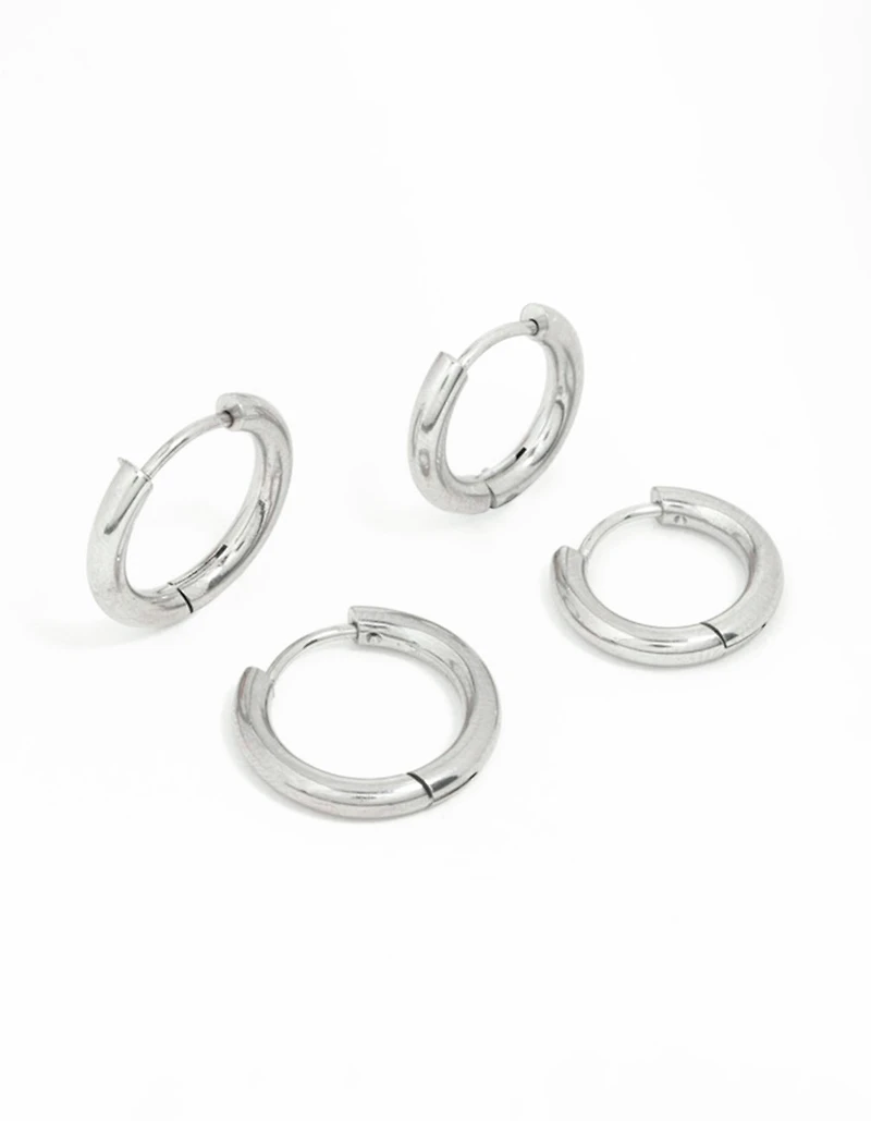 Surgical Steel Thick Hoop Earrings 2-Pack