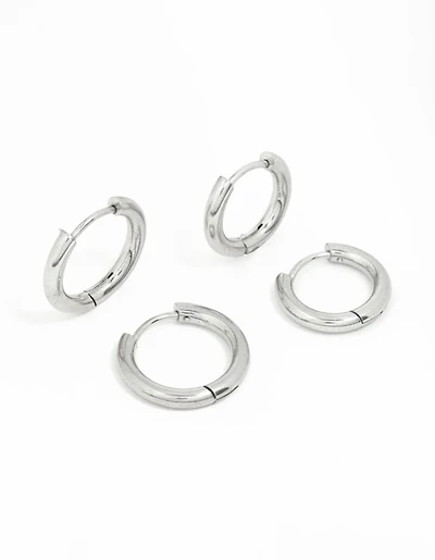 Surgical Steel Thick Hoop Earrings 2-Pack
