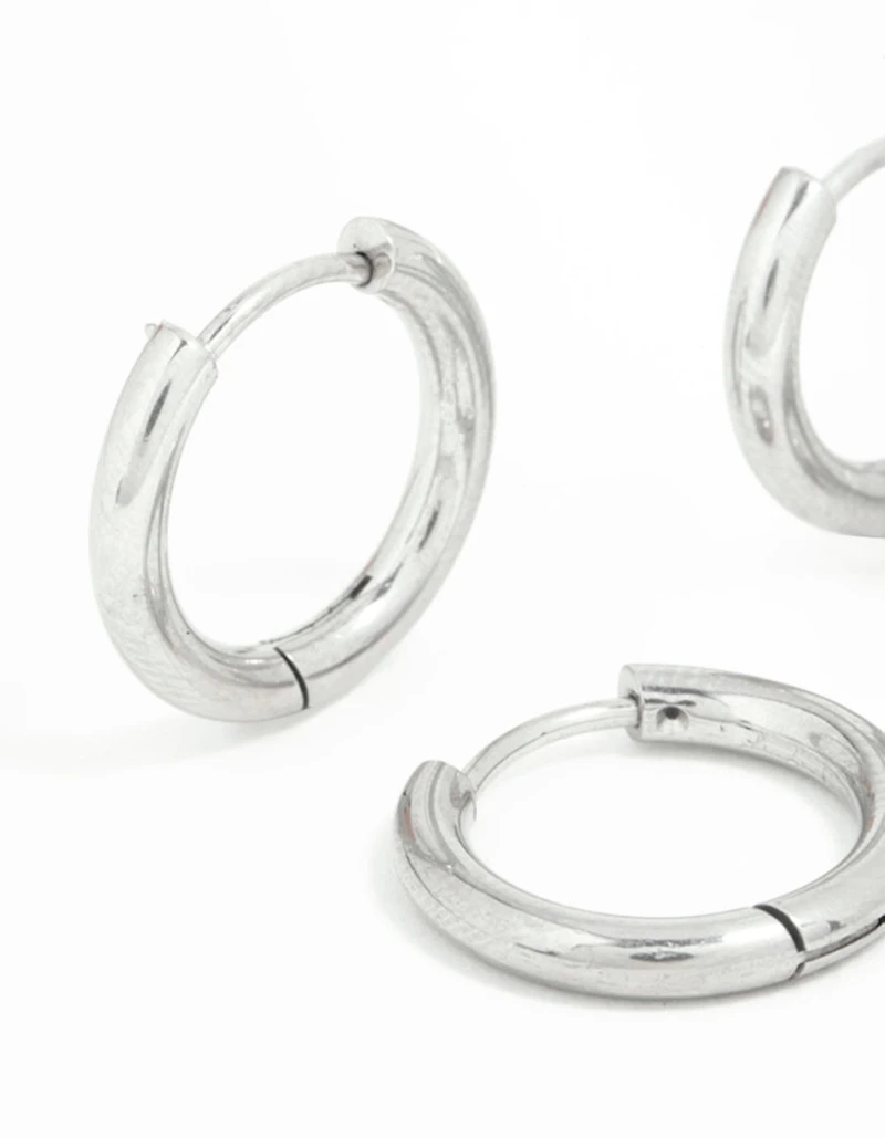 Surgical Steel Thick Hoop Earrings 2-Pack