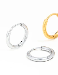 Gold Plated Surgical Steel Hoop Earrings 2-Pack