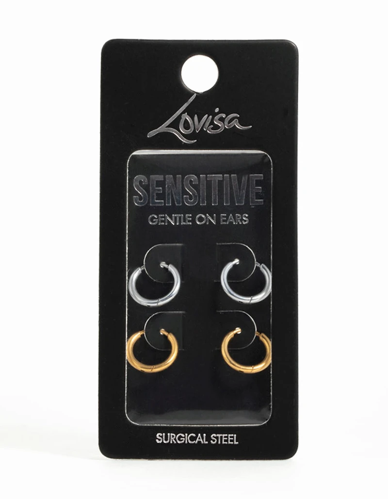 Gold Plated Surgical Steel Hoop Earrings 2-Pack