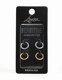 Gold Plated Surgical Steel Hoop Earrings 2-Pack