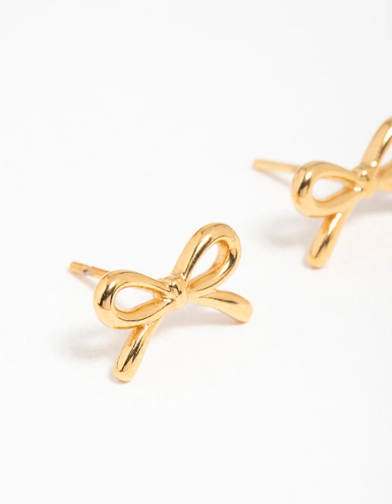 Gold Plated Surgical Steel Bow Stud Earrings