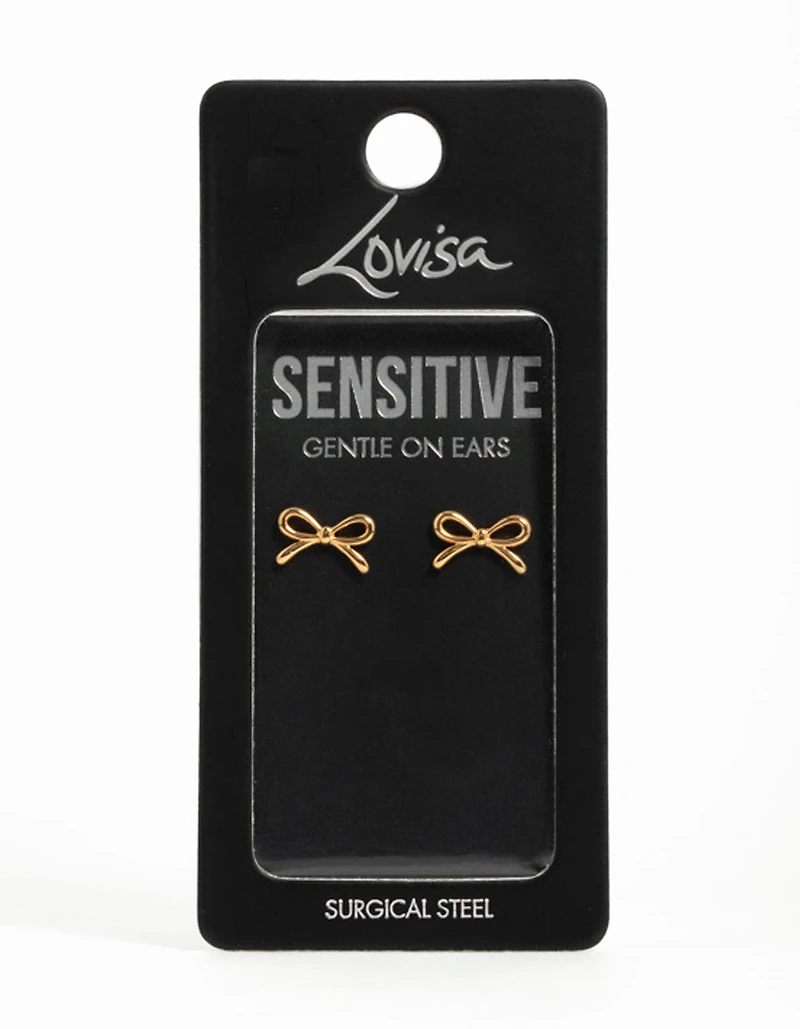 Gold Plated Surgical Steel Bow Stud Earrings