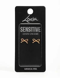 Gold Plated Surgical Steel Bow Stud Earrings
