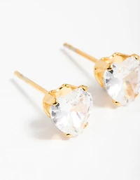 Gold Plated Surgical Steel Cubic Zirconia Heart Claw Stud Earrings