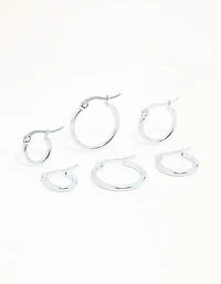 Surgical Steel Clasp Hoop Earrings 2-Pack