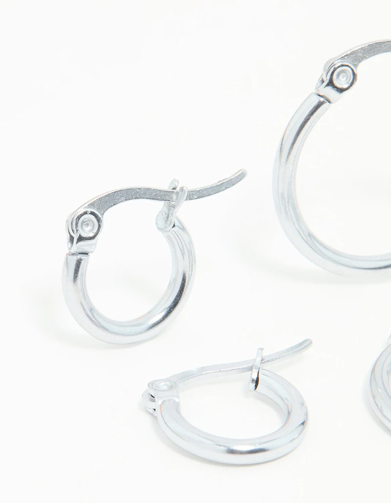 Surgical Steel Clasp Hoop Earrings 2-Pack