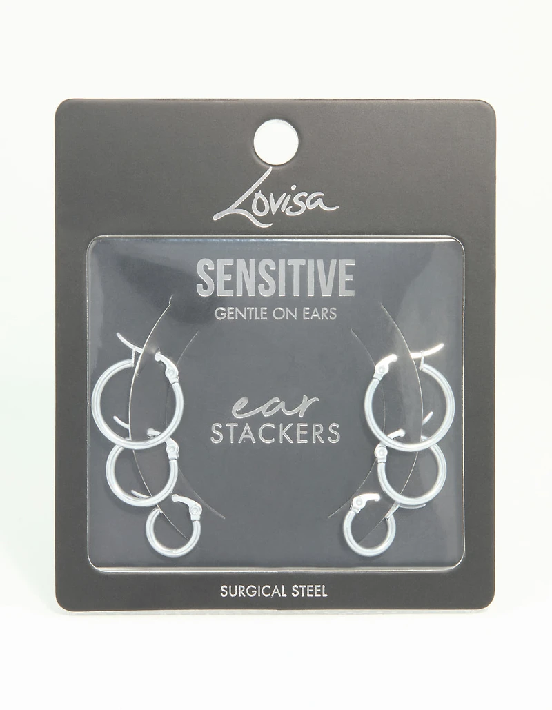 Surgical Steel Clasp Hoop Earrings 2-Pack