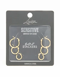 Gold Plated Surgical Steel Clasp Hoop Earrings 2-Pack