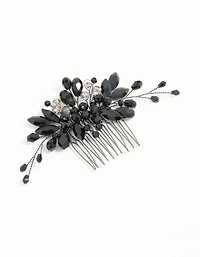 Peigne à cheveux vaporeux Black Coated Metal Diamante Marquise