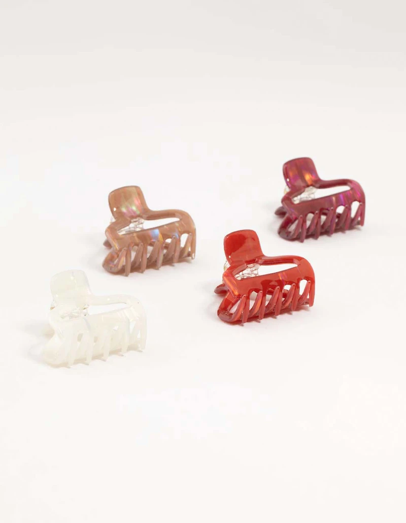 Red & Brown Acrylic Small Shaped Claw Clips 4-Pack