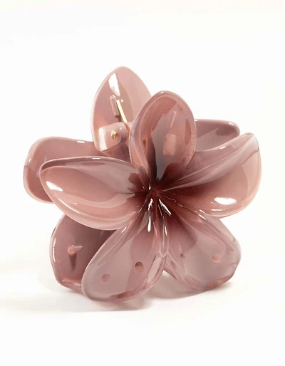 Dusty Pink Frangipani Hair Claw Clip