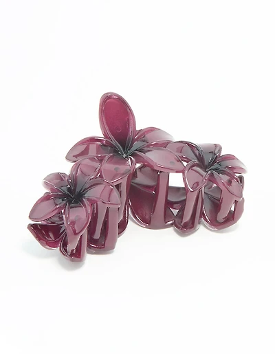Purple Frangipani Trio Hair Claw Clip
