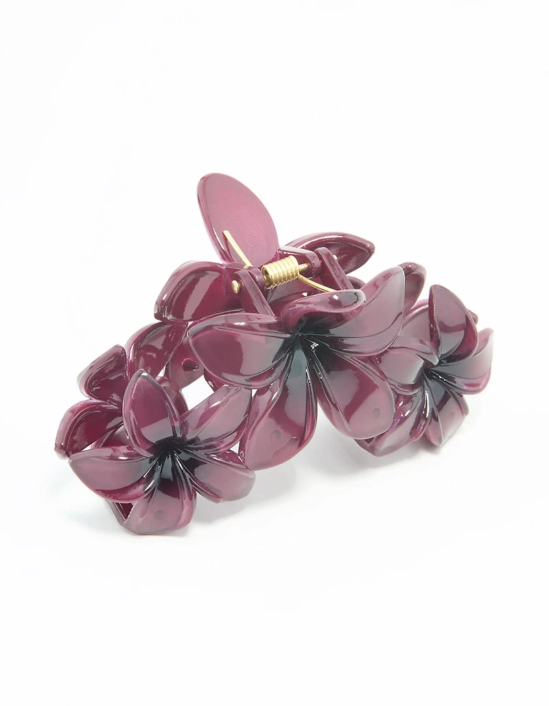 Purple Frangipani Trio Hair Claw Clip