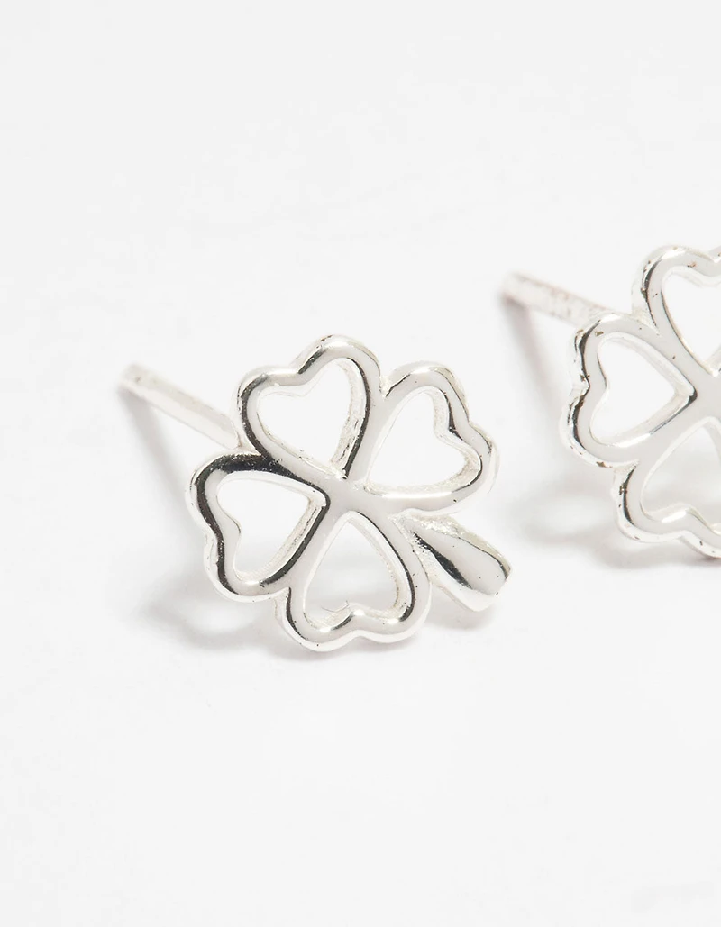 Sterling Silver Lucky Clover Stud Earrings