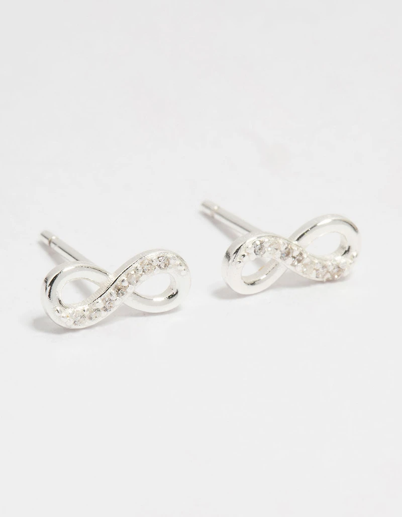 Sterling Silver Cubic Zirconia Infinity Stud Earrings