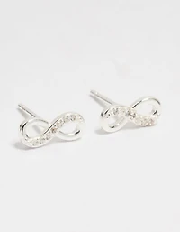 Sterling Silver Cubic Zirconia Infinity Stud Earrings