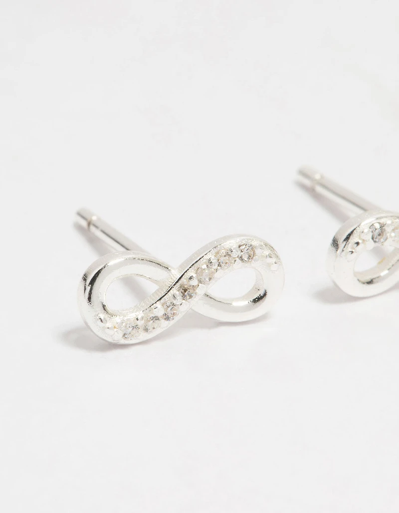 Sterling Silver Cubic Zirconia Infinity Stud Earrings