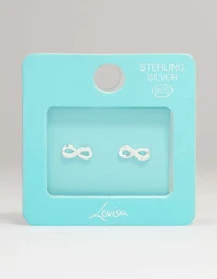 Sterling Silver Cubic Zirconia Infinity Stud Earrings
