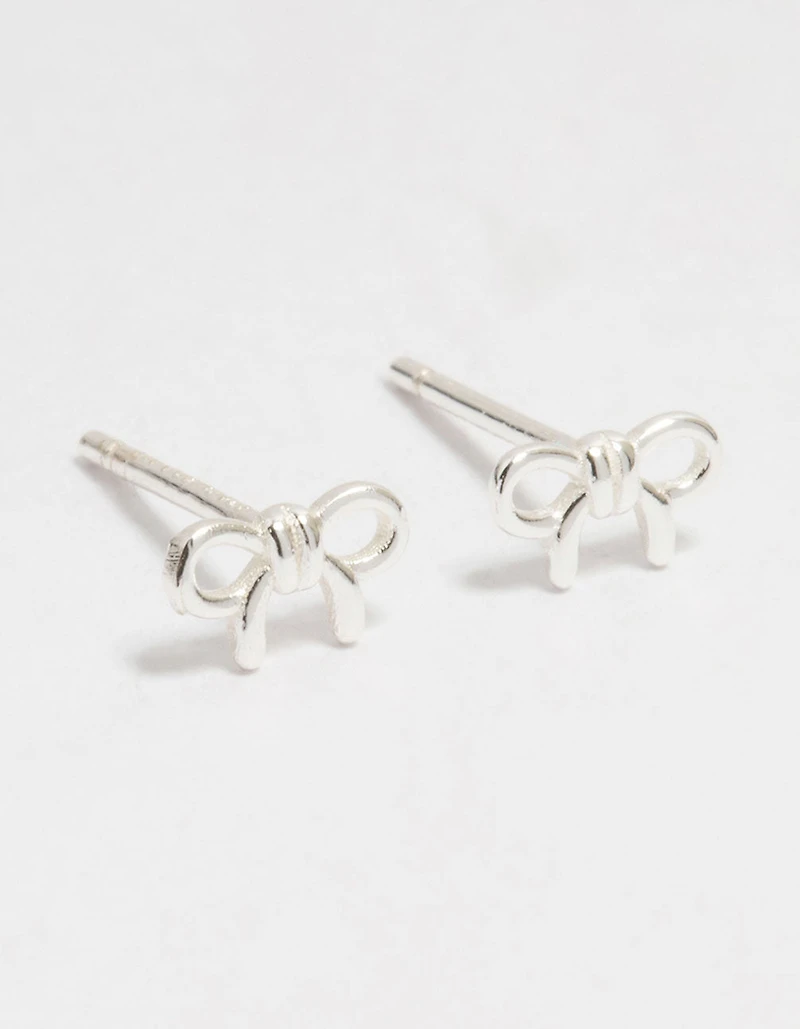Sterling Silver Mini Clean Bow Stud Earrings