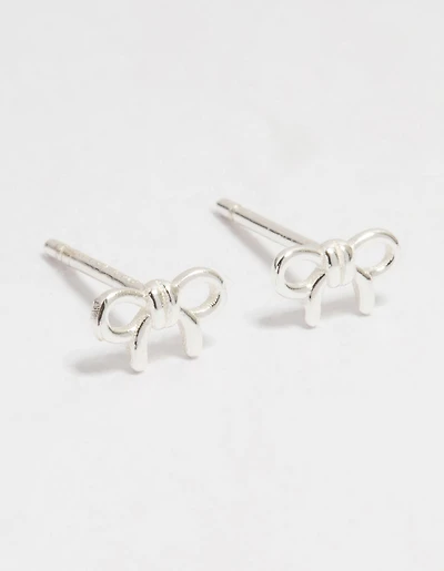 Sterling Silver Mini Clean Bow Stud Earrings