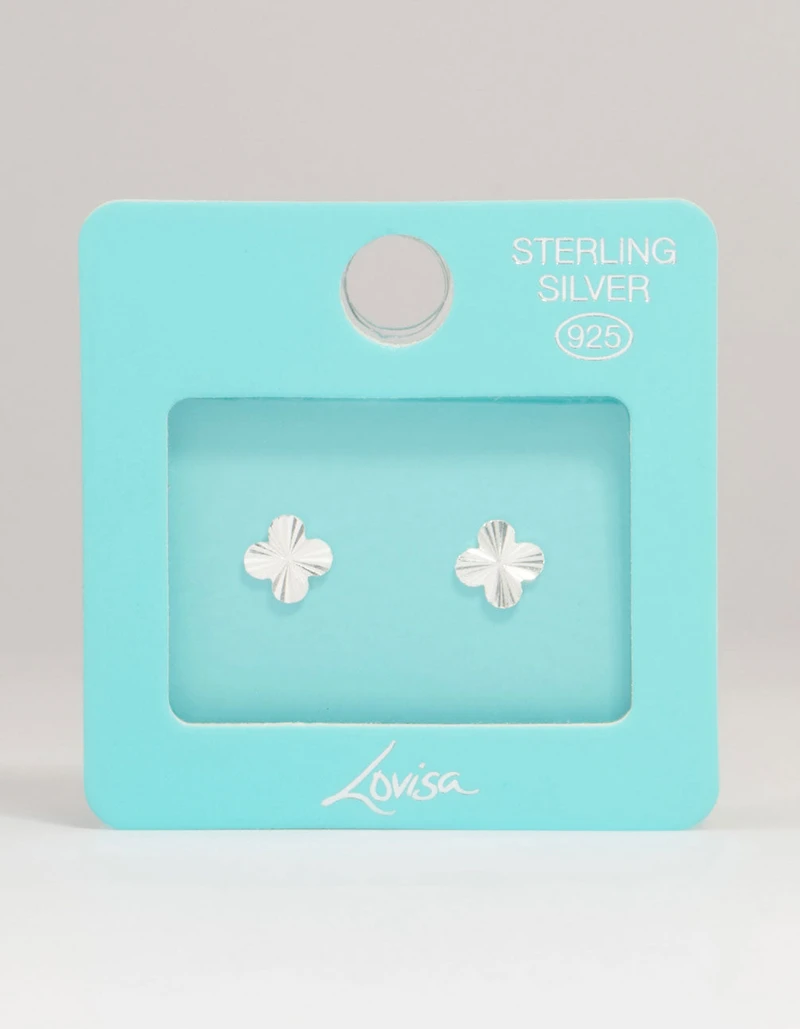 Sterling Silver Ribbed Flower Stud Earrings