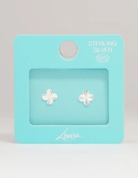 Sterling Silver Ribbed Flower Stud Earrings