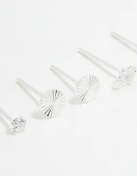 Sterling Silver Cubic Zirconia Stud Earrings 3-Pack