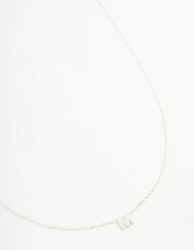 Sterling Silver Letter  M Necklace