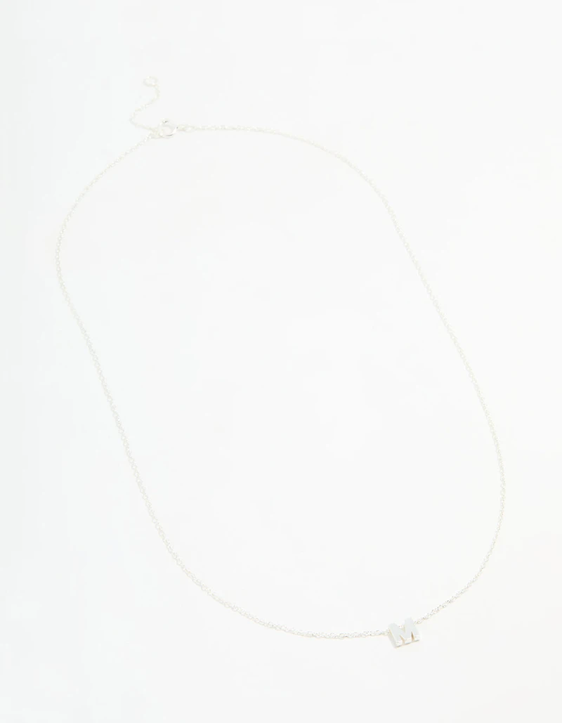 Sterling Silver Letter  M Necklace