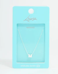 Sterling Silver Letter  M Necklace