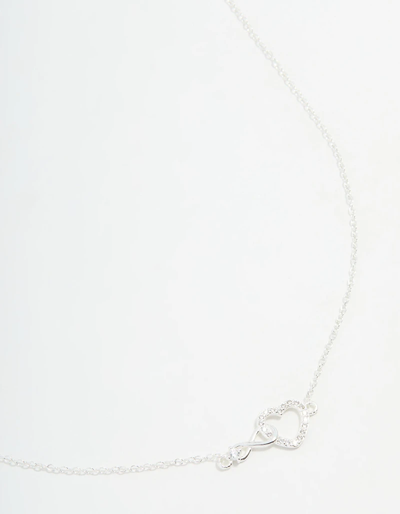 Sterling Silver Infinity & Heart Link Necklace