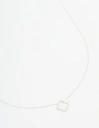 Sterling Silver Cubic Zirconia Flower Pendant Necklace