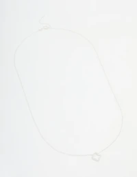Sterling Silver Cubic Zirconia Flower Pendant Necklace