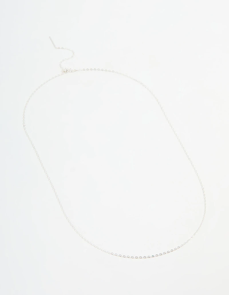 Sterling Silver Adjustable Plain Chain Necklace