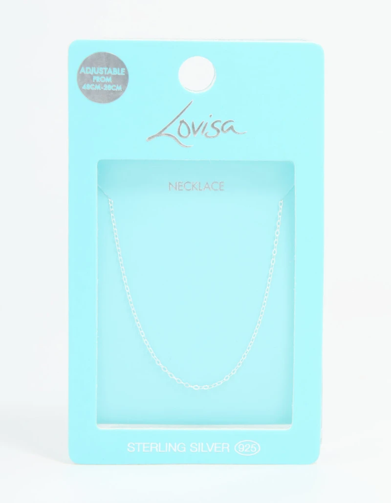 Sterling Silver Adjustable Plain Chain Necklace