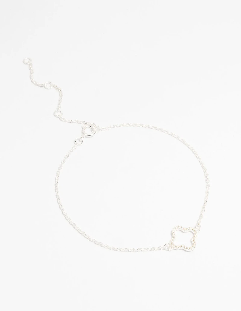 Sterling Silver Cubic Zirconia Flower Bracelet