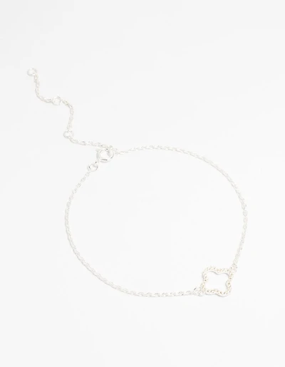 Sterling Silver Cubic Zirconia Flower Bracelet