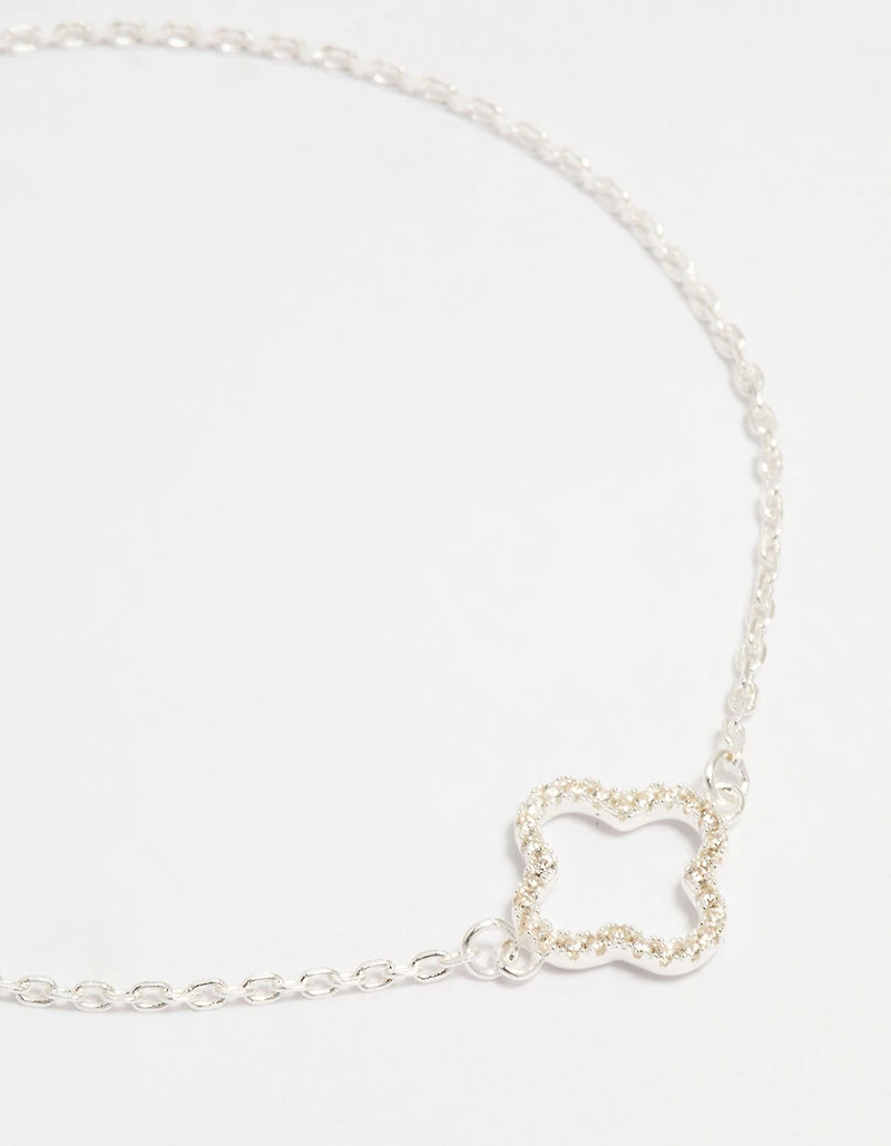 Sterling Silver Cubic Zirconia Flower Bracelet