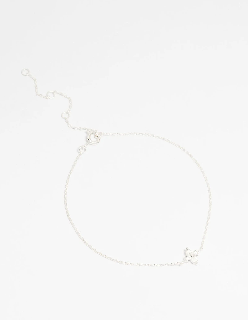 Sterling Silver Cubic Zirconia Micro Flower Bracelet