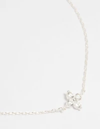 Sterling Silver Cubic Zirconia Micro Flower Bracelet